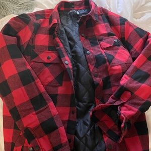 Buffalo plaid over jacket